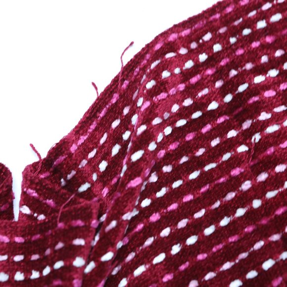 Chenille Burgundy Dotted Long Rectangular Scarf Tassels Winter Fall Red Pink Y2K - Picture 5 of 5